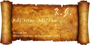 Köhler Júlia névjegykártya