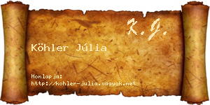 Köhler Júlia névjegykártya